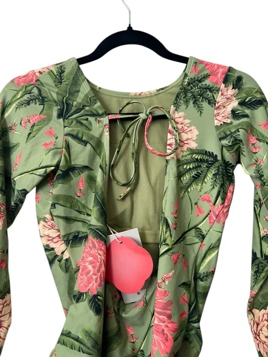 Aguabendita  X Target Peony Floral Print Long Sleeve One Piece Swimsuit Size M - Picture 5 of 12